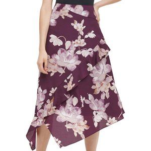 (nwt) Calvin Klein Plum Floral Asymmetrical Ski